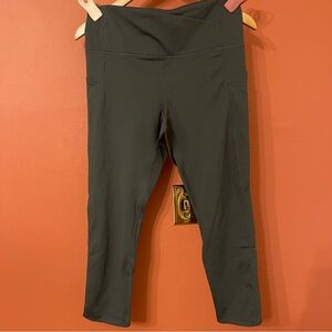 GAIAM— Dark Green cross High-Waisted Leggings